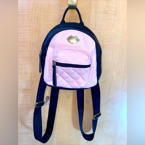 COPY - Betsey Johnson Mini Backpack Pink/Black Purse - Picture 1 of 11